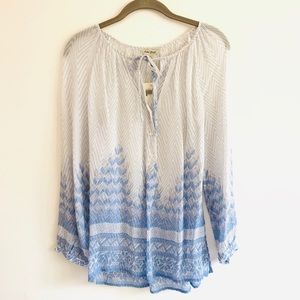 Lucky Brand Sheer Chevron Peasant Blouse